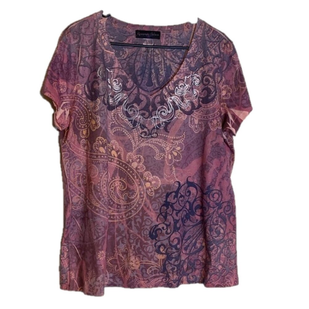 Appropriate Behavior Paisley Scroll Print V-Neck Top XL (16-18)